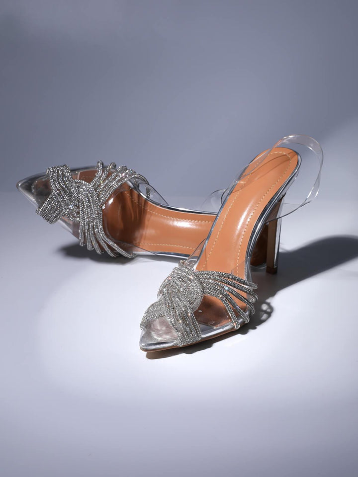 Lumi Crystal Embellished Sandals In Silver - Mew Mews