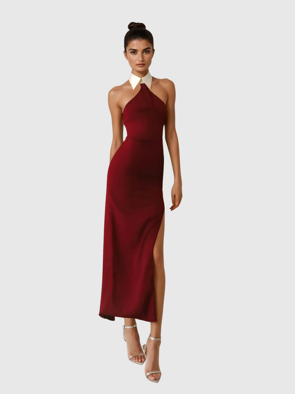 Lyrxel Halterneck Split Bandage Maxi Dress