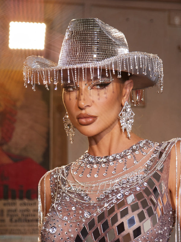 Maelira Rhinestone Fringe Cowboy Hat