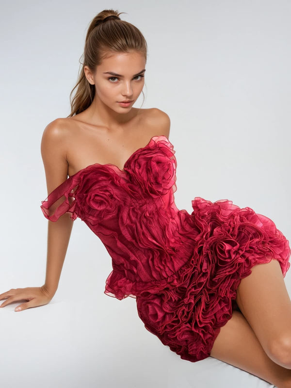 Maelthis Off Shoulder Flower Skirt Set