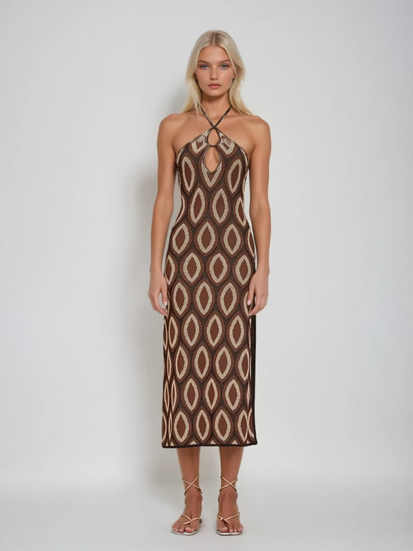 Makaila Halterneck Printed Midi Dress