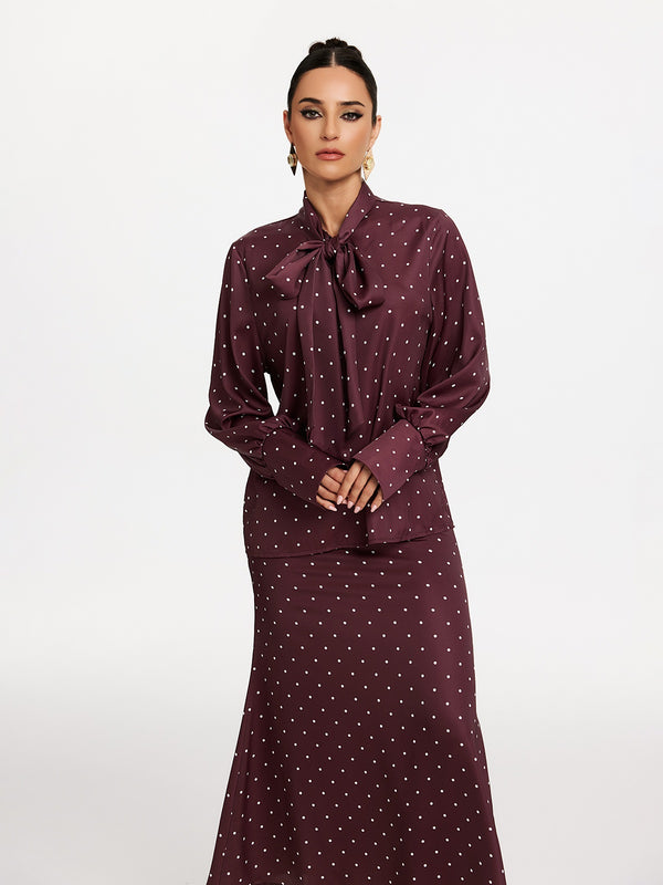 Makya Long Sleeve Dot Shirt Set