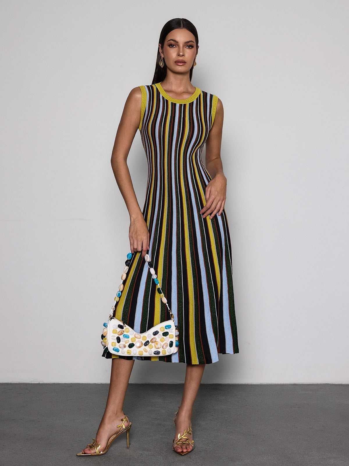 elegant knit dress Gathered Waist Knit Dress main image 1