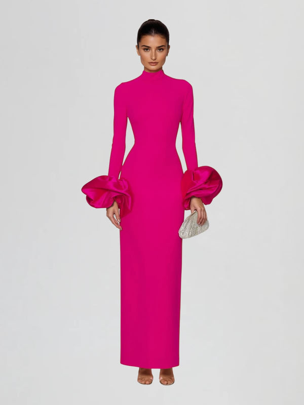 Marinus High Neck Flower Maxi Dress