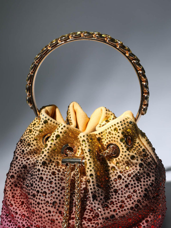 Mattea Crystal Embellished Bucket Bag In Ombre - Mew Mews