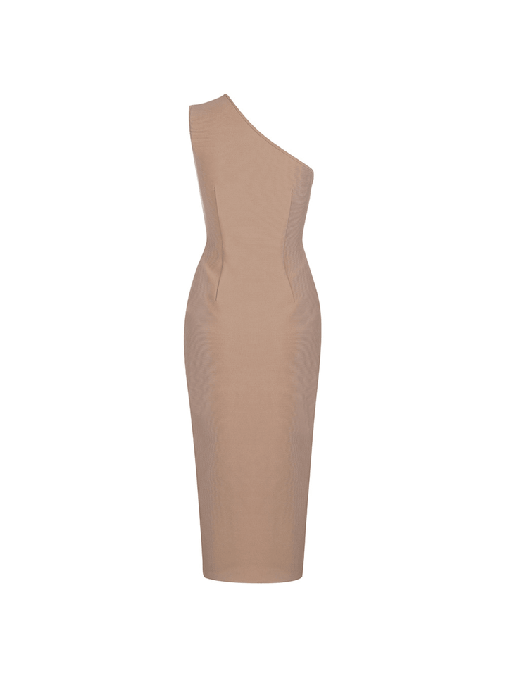 Maya One Shoulder Bandage Dress In Nude - Mew Mews