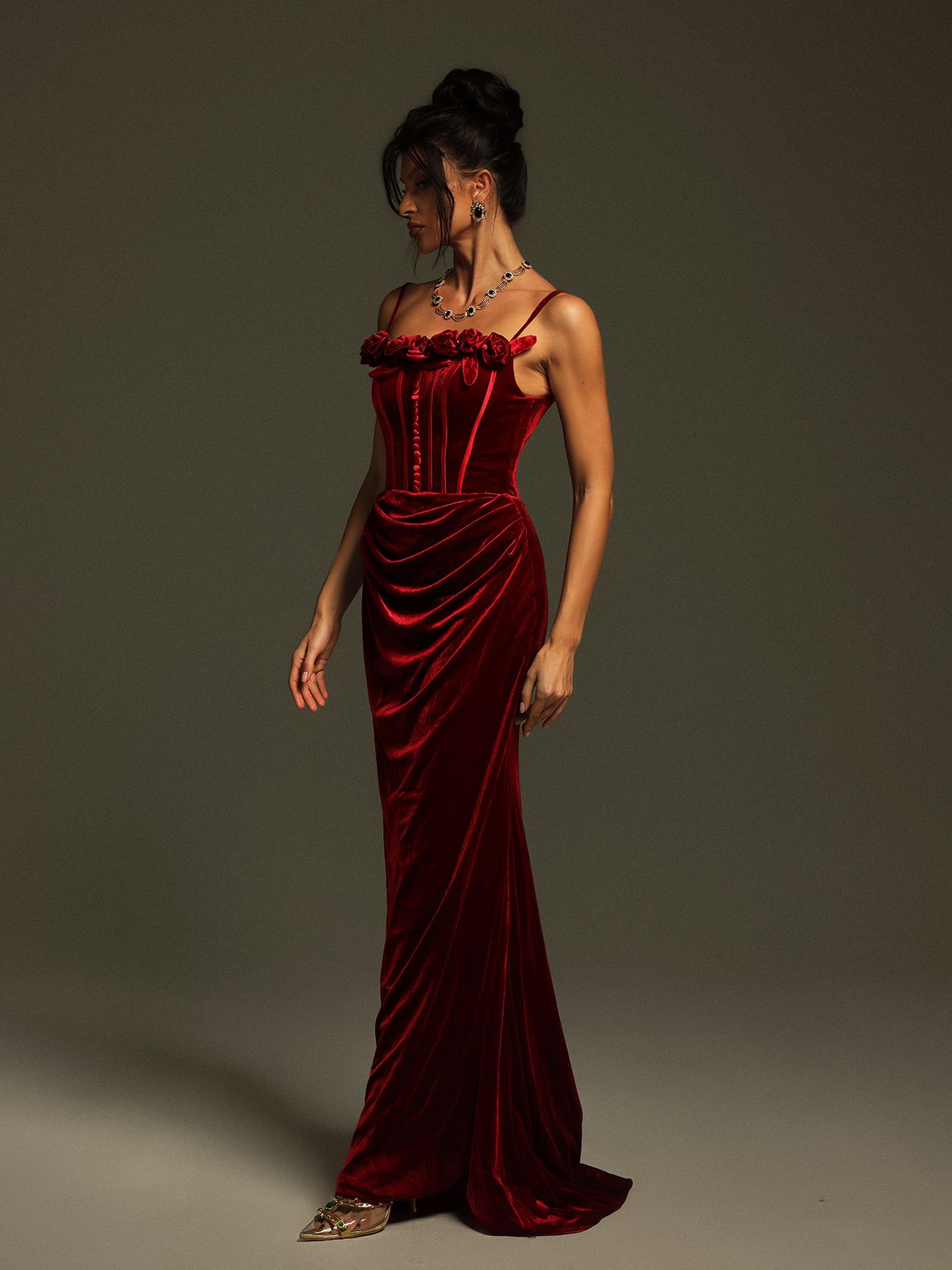 Silky Maxi Dress Floral Spaghetti - S/M
