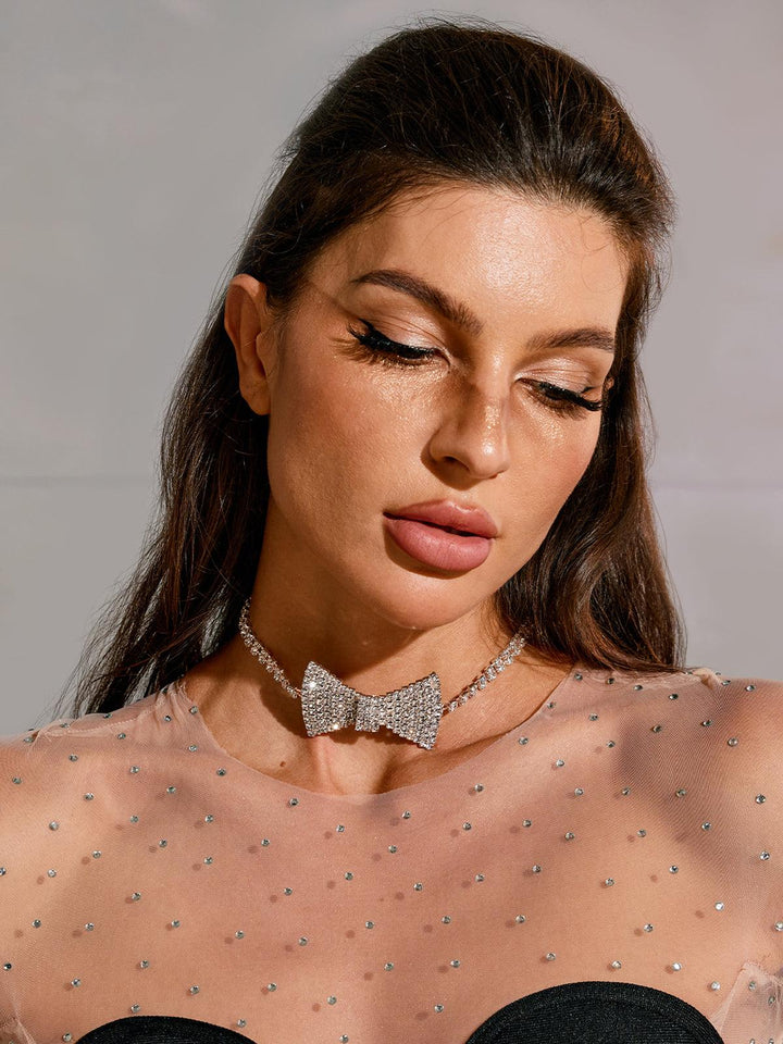 Melrose Bow Crystal Choker - Mew Mews