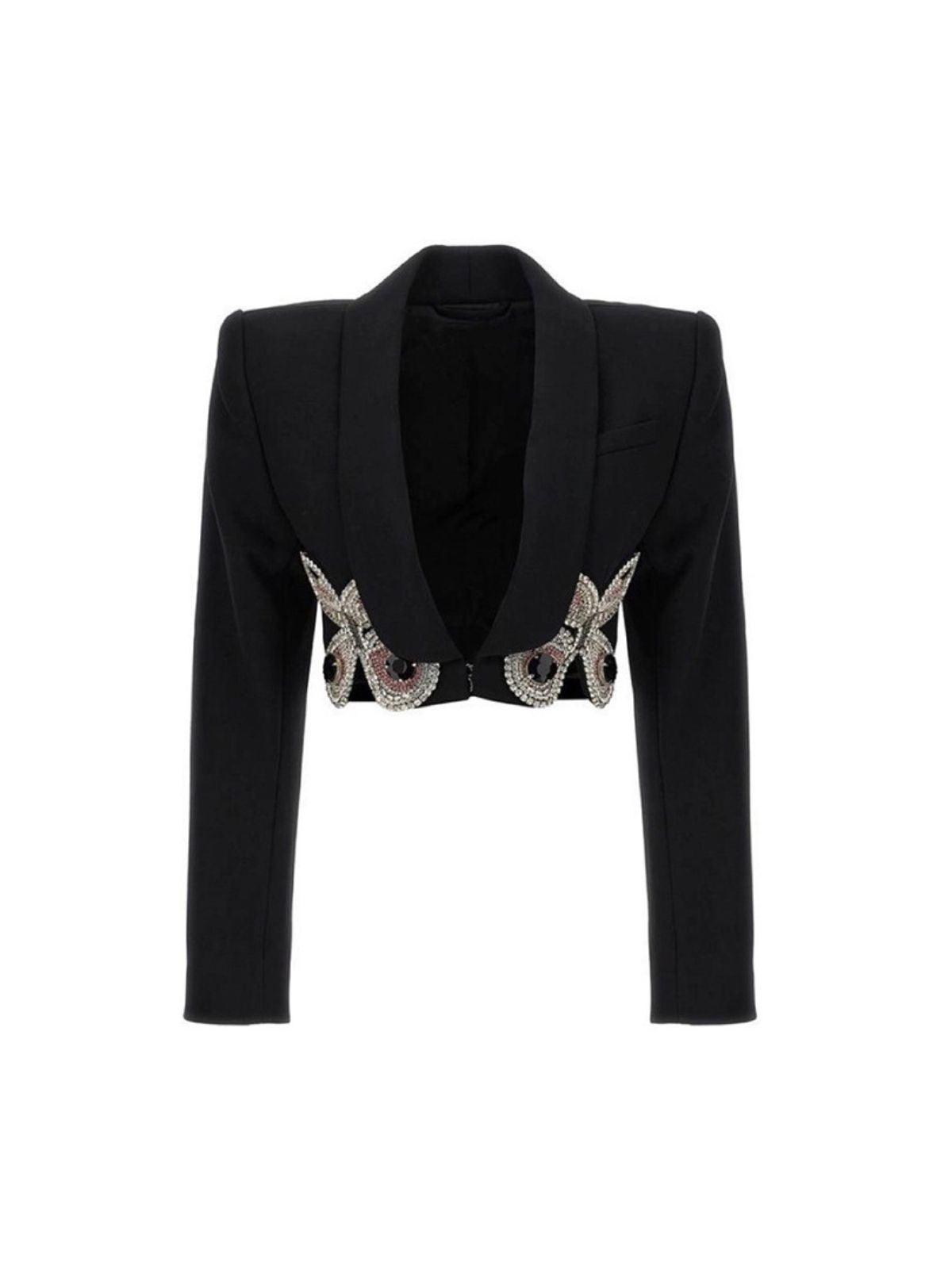 Merrick Butterfly Crystal Embellished Blazer In Black – Mew Mews Fashion