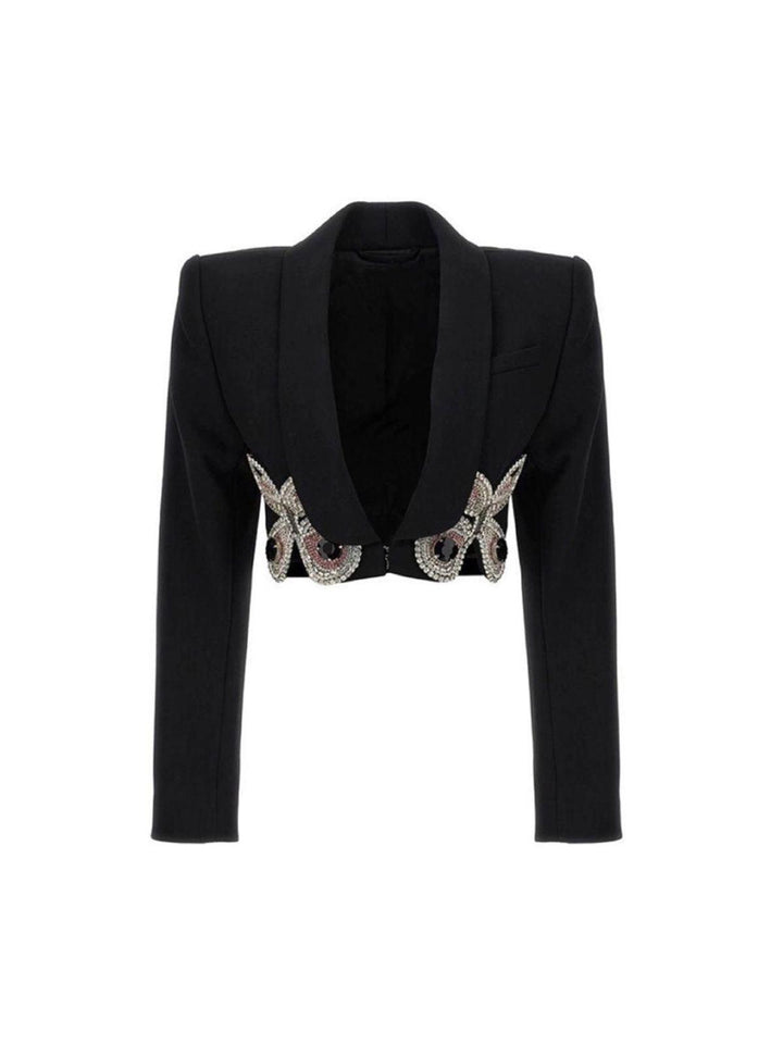 Merrick Butterfly Crystal Embellished Blazer In Black - Mew Mews