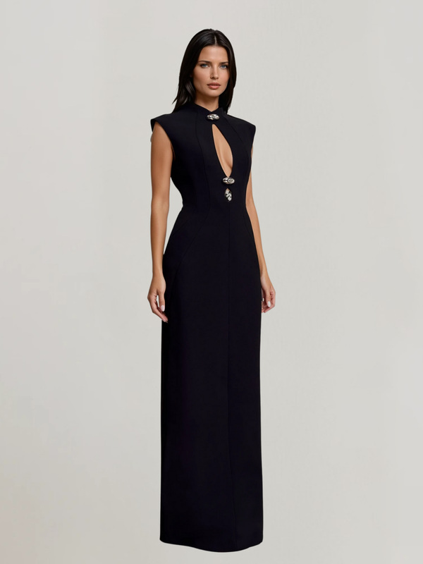 Microburst Sleeveless Cutout Split Maxi Dress