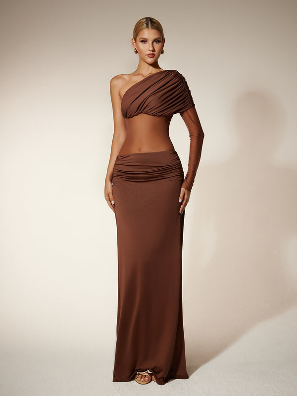 Myrxel One Shoulder Ruched Maxi Dress