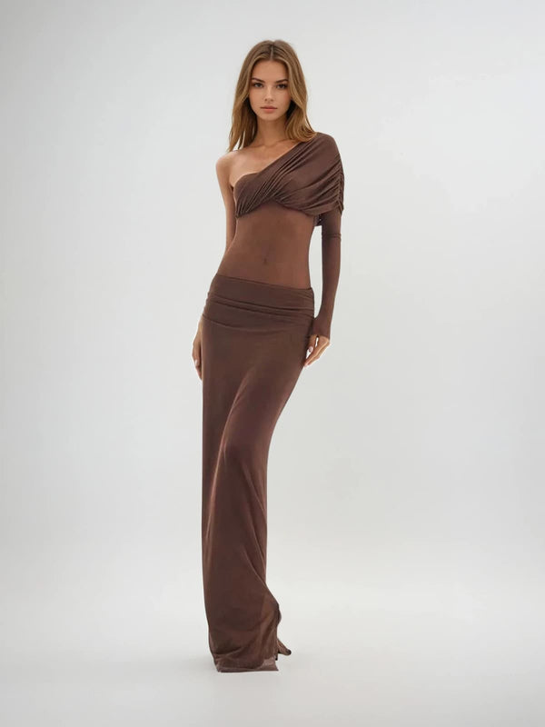 Myrxel One Shoulder Ruched Maxi Dress