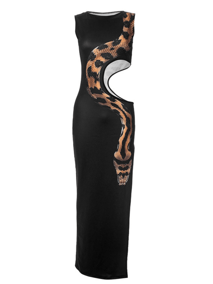 Nabila Snake Printed Cutout Maxi Dress - Mew Mews