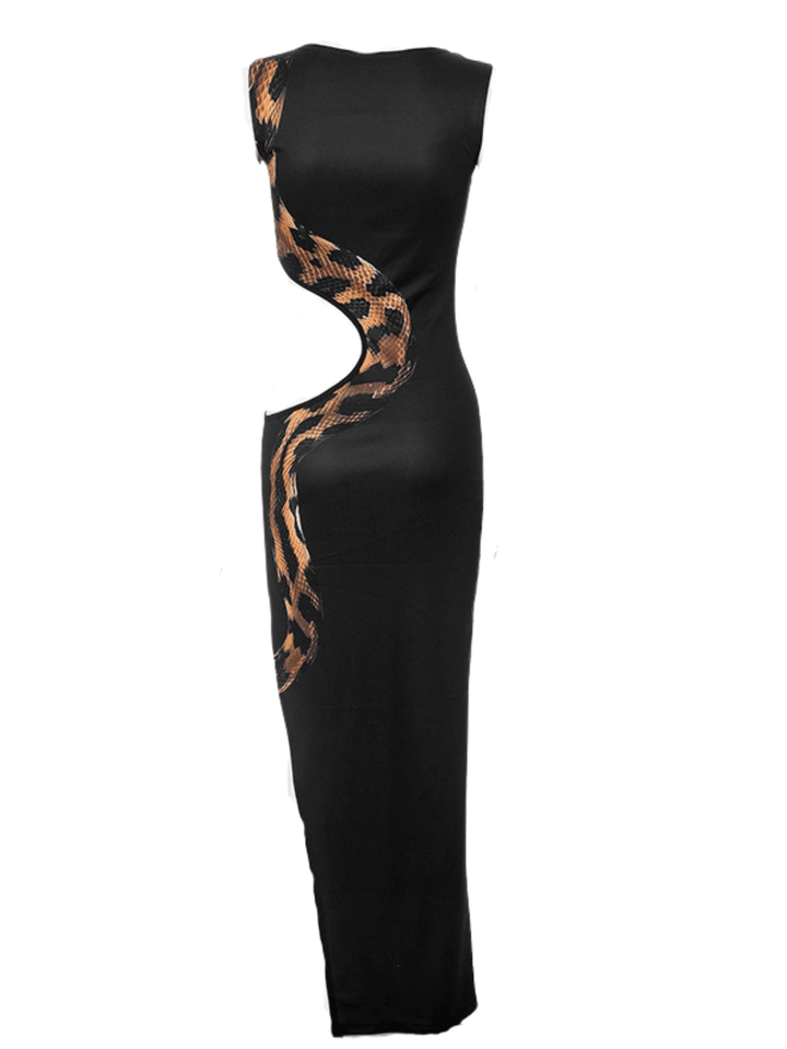 Nabila Snake Printed Cutout Maxi Dress - Mew Mews