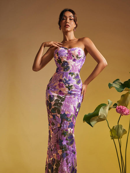 nala strapless sequin maxi dress product info and reviews Mew Mews Nakoa Embroidered In Purple Size:18 AUS Destination Mens Crafted from a sequin Women's Plus Size Elly