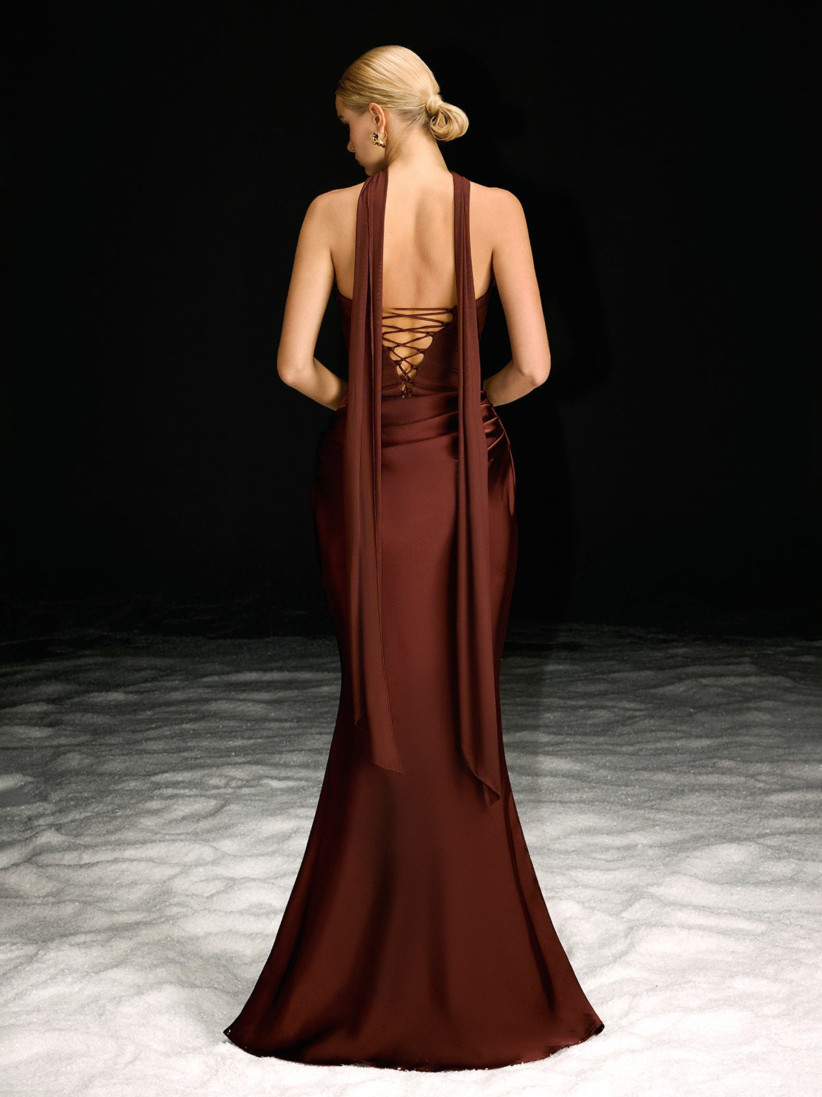 Mew Mews Navarra Strapless Scarf Ruched Maxi Dress