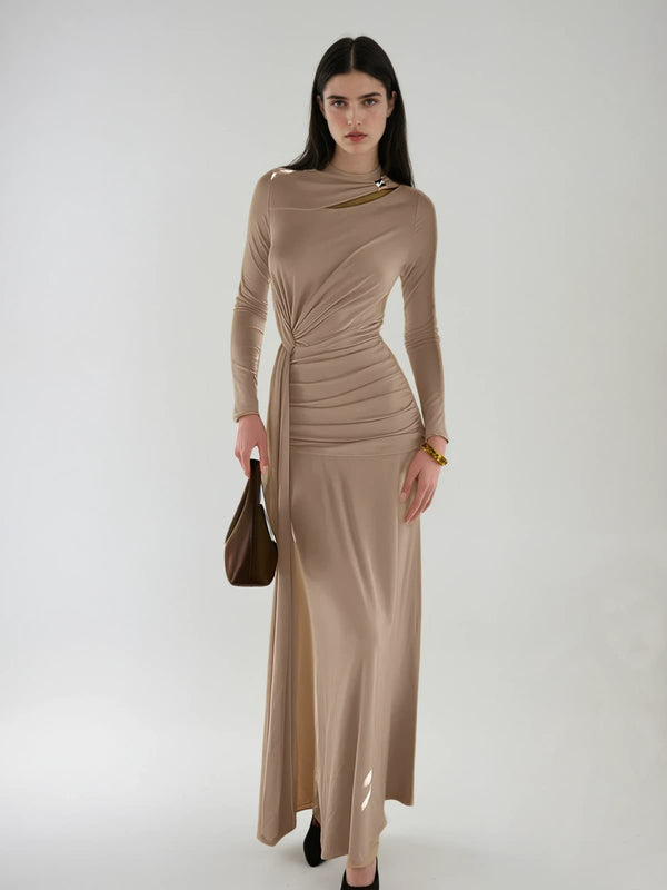 Nelara Ruched Draped Maxi Dress