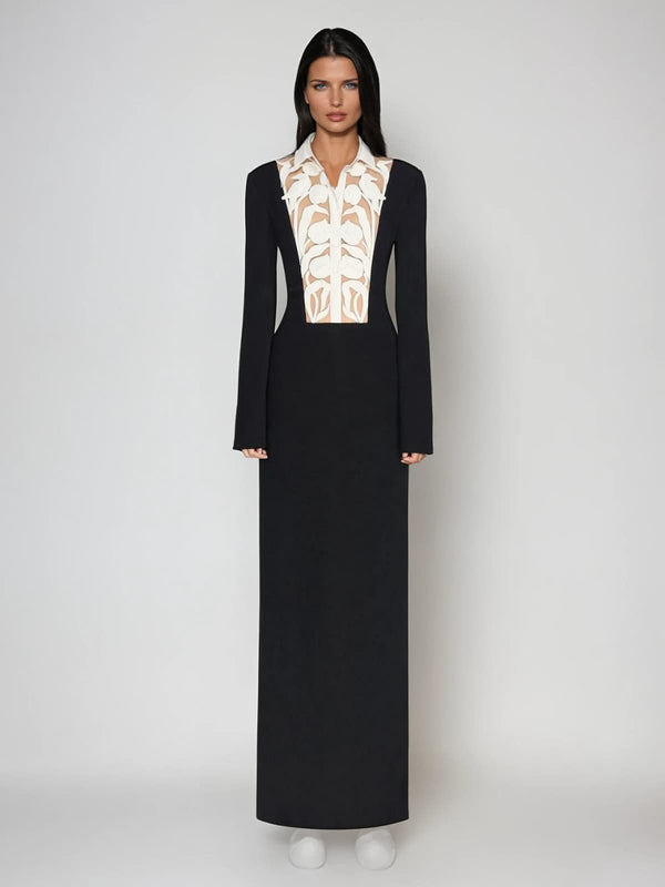 Nikifor Folded Collar Floral Midi Dress