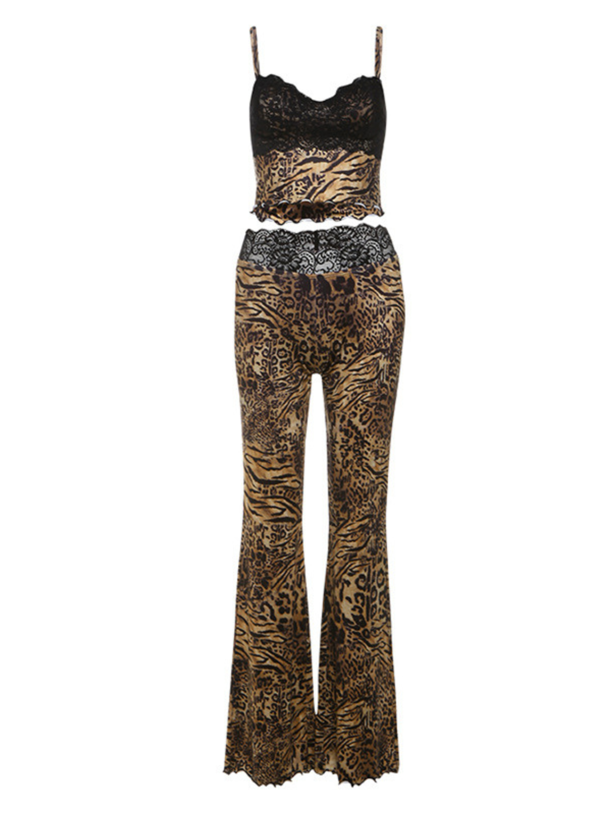 Nyrion Spaghetti Leopard Lace Pants Set – Mew Mews