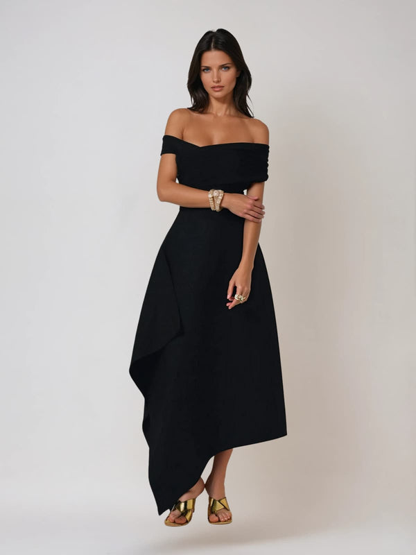 Nyrithia Off Shoulder Ruched Maxi Dress