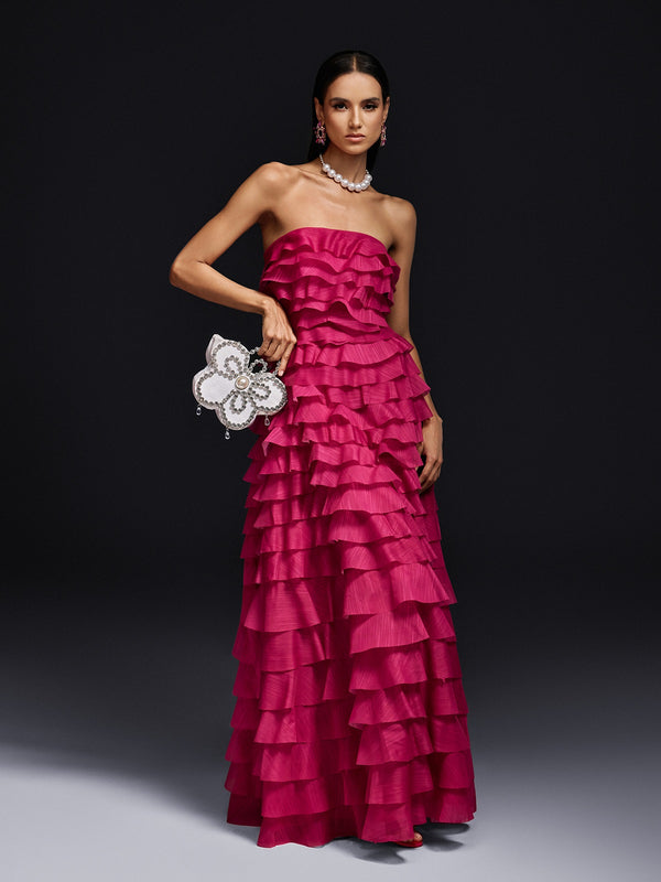 Olinda Strapless Ruffle Tiered Maxi Dress