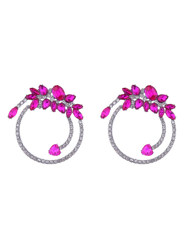 Opal Crystal Circle Earrings