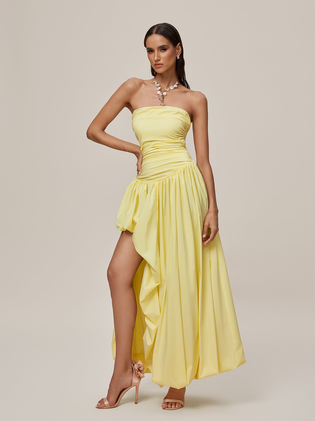 Oracle Dress Oracle Strapless Lace Up Bubble Maxi Dress – Mew Mews