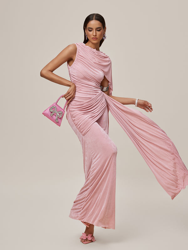 Oratilwe Shawl Ruched Draped Maxi Dress