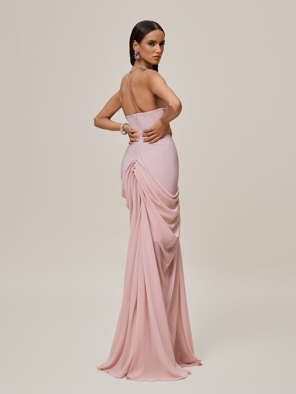Ordell Strapless Ruched Mesh Maxi Dress – Mew Mews