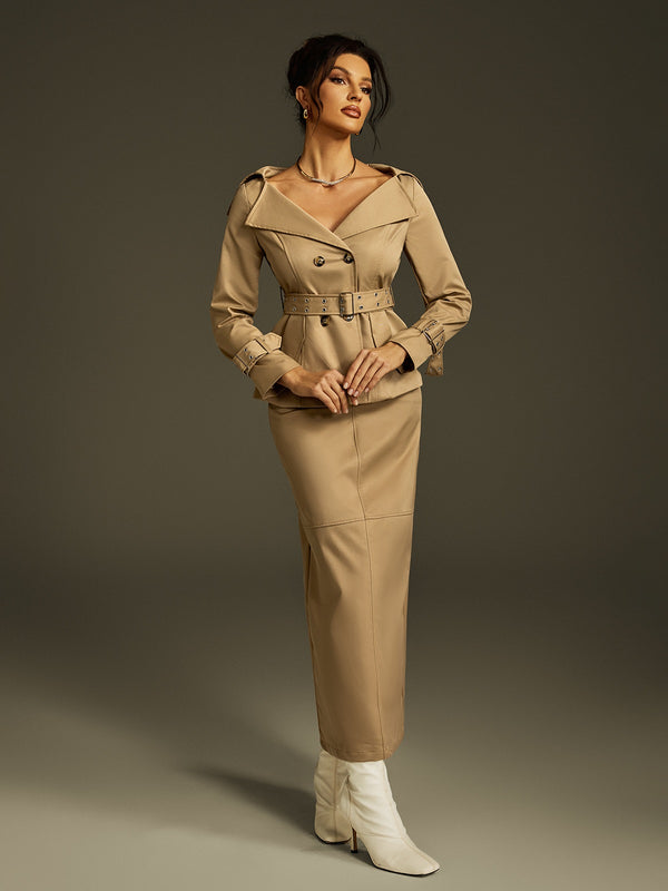 Orianna Folded Collar Skirt Set
