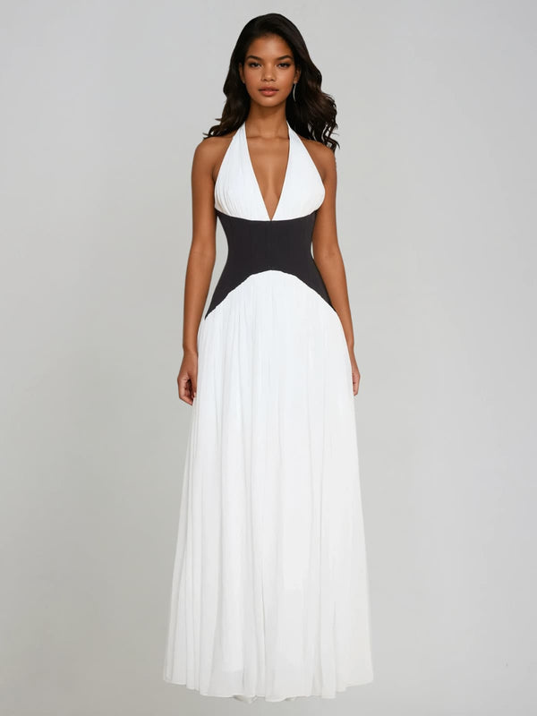 Oryon Plunge Neck Split Maxi Dress