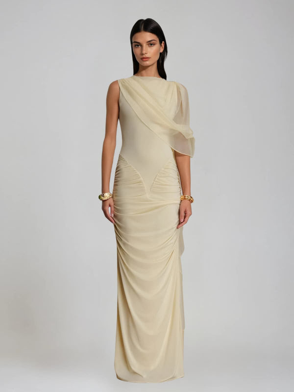 Overton One Shoulder Mesh Maxi Dress
