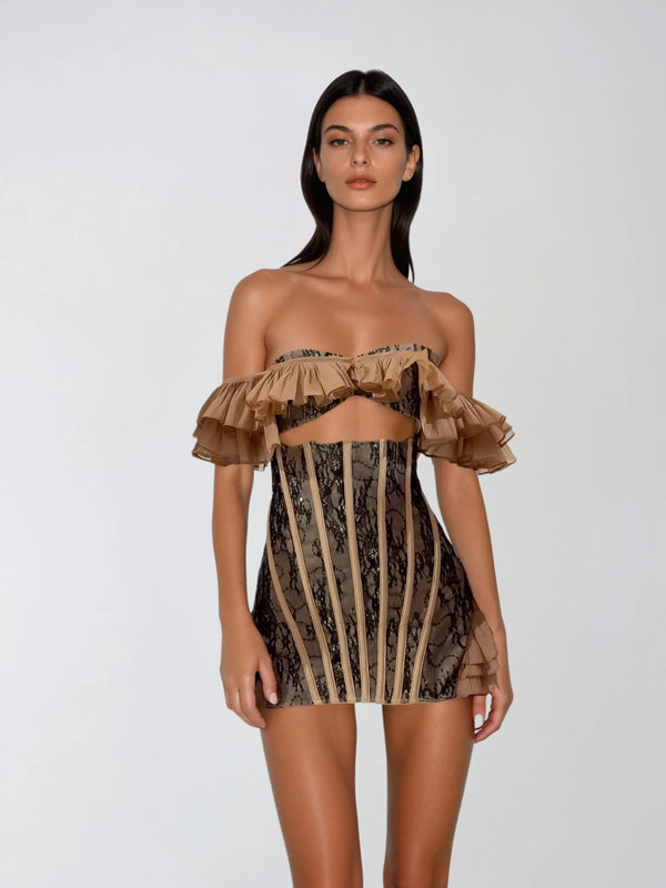 Owino Off Shoulder Lace Cutout Mini Dress