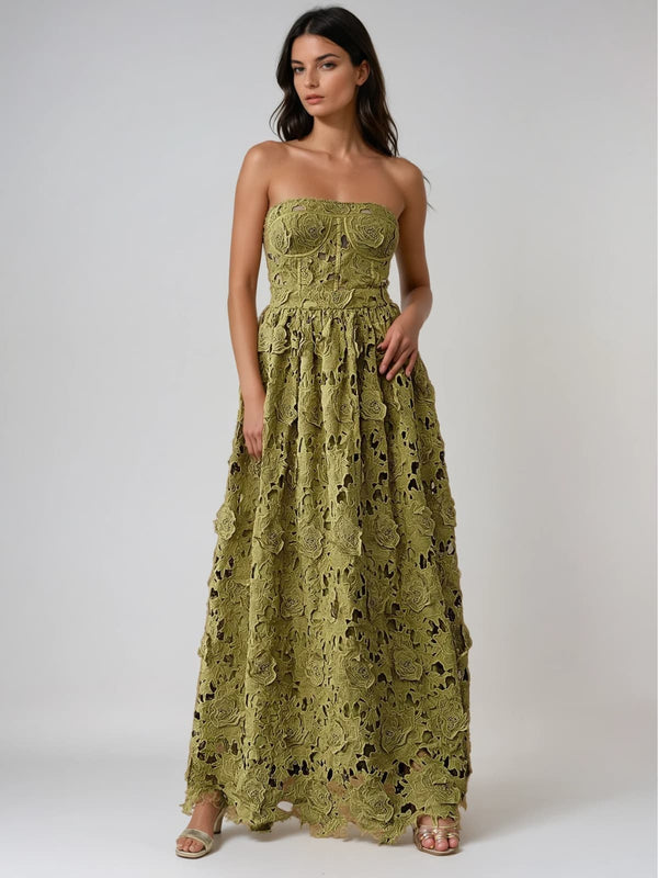 Ozias Strapless Cutout Floral Maxi Dress