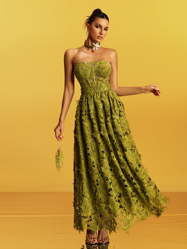 Ozias Strapless Cutout Floral Maxi Dress