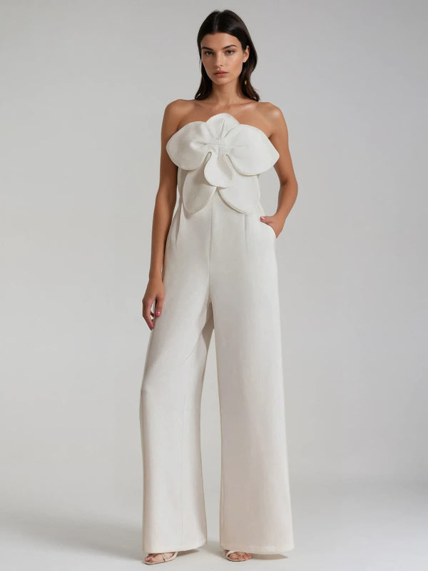 Oziel Strapless Flower Jumpsuit