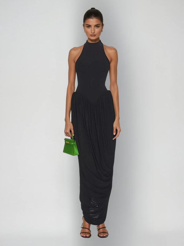 Pacheco Sleeveless Ruched Maxi Dress In Black