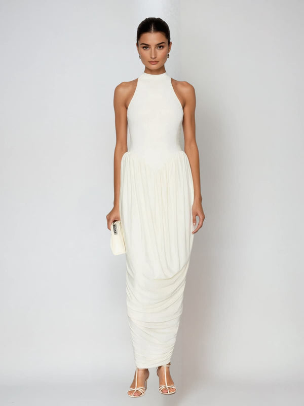 Pacheco Sleeveless Ruched Maxi Dress In White