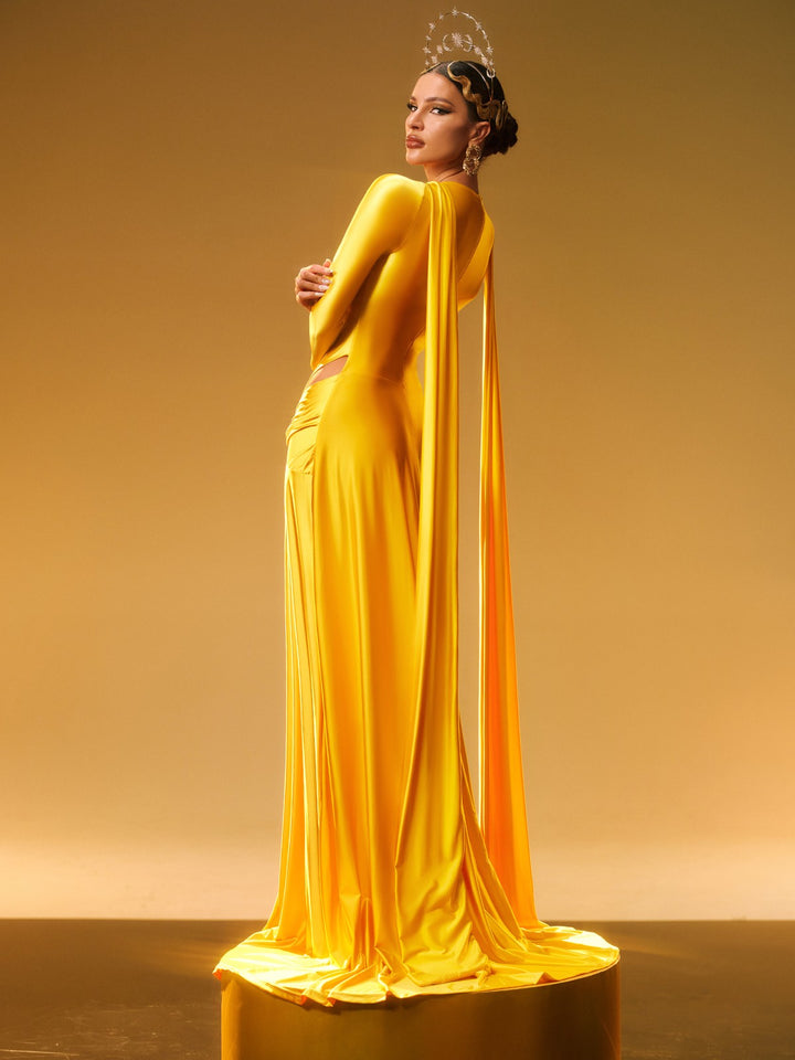 Panya Long Sleeve Crystal Satin Maxi Dress Mew Mews Panya Long Sleeve Crystal Satin Maxi Dress Mew Mews