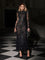Pexmir Rhinestone Cobweb Split Maxi Dress