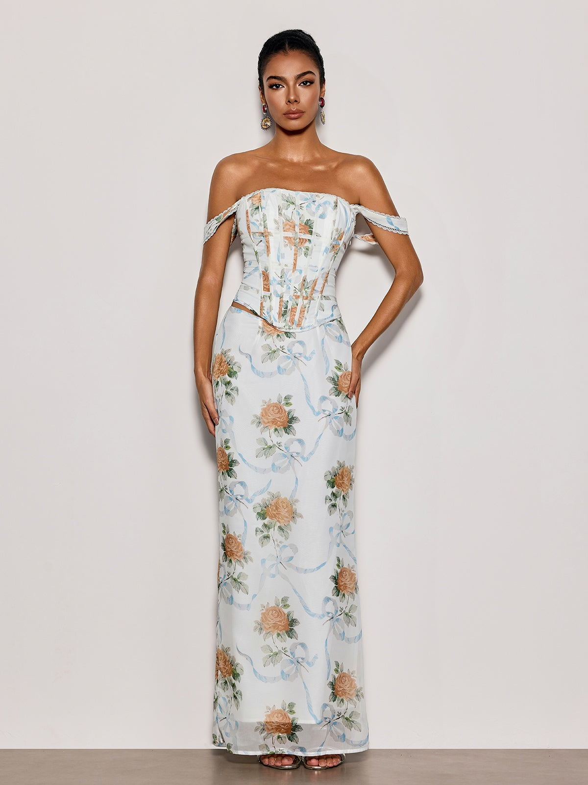 Pheron Off Shoulder Floral Maxi Dress – Mew Mews