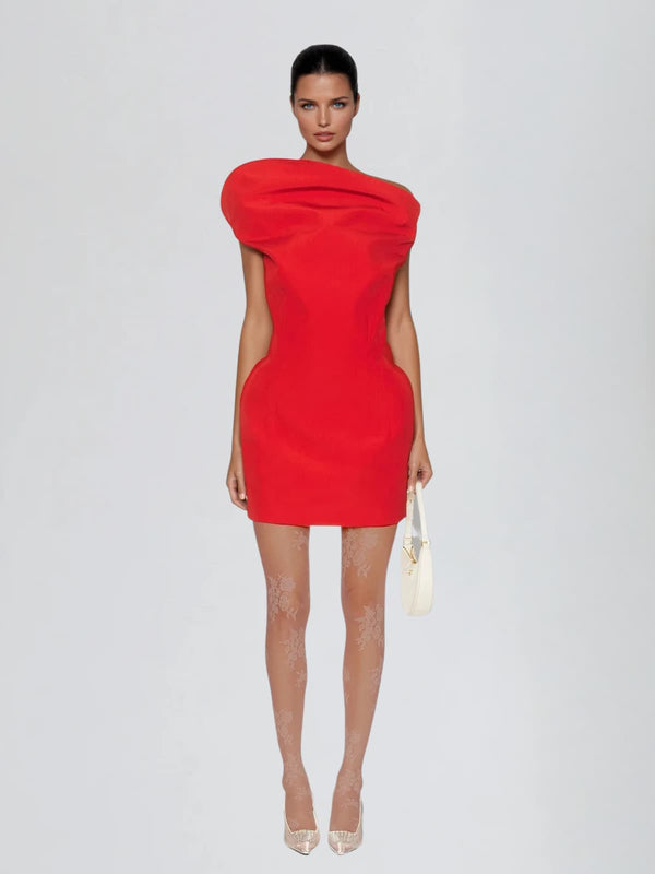 Plthrak One Shoulder Ruched Mini Dress