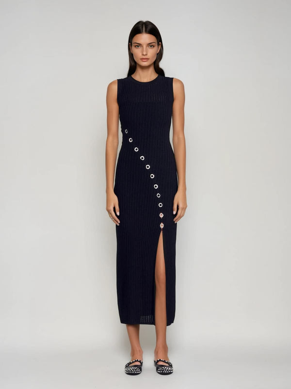 Plyria Sleeveless Split Knitted Midi Dress