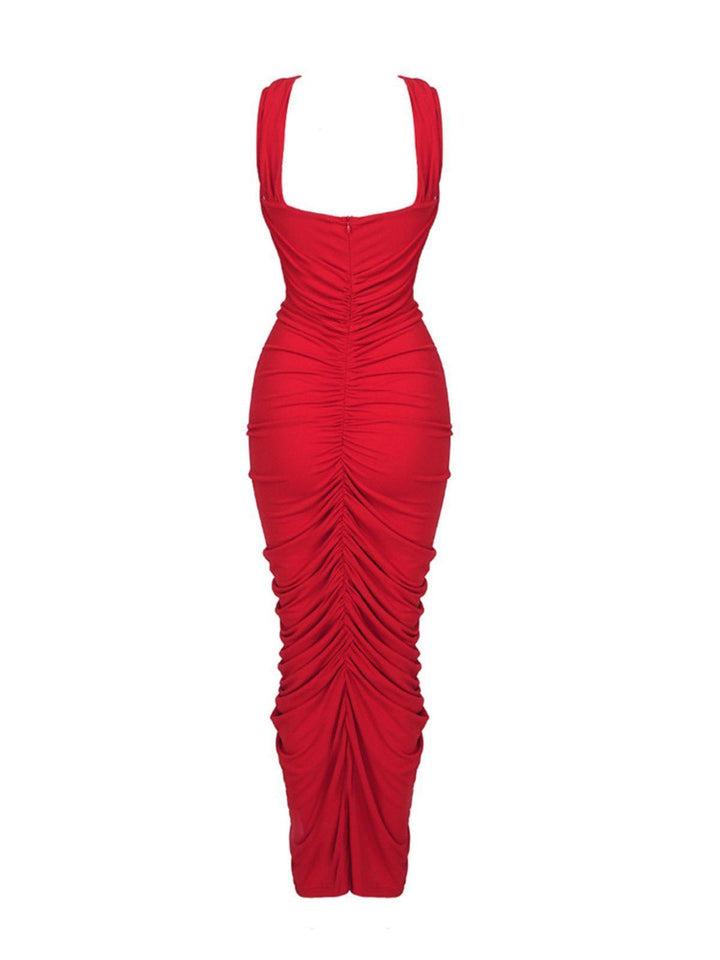 Pomeline Rose Bodycon Maxi Dress In Red - Mew Mews