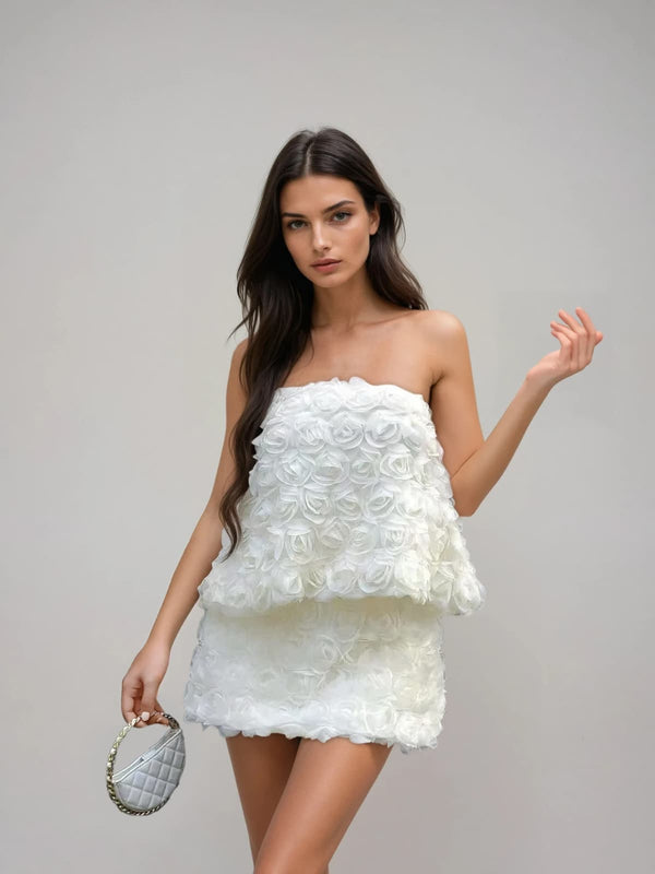 Prythia Strapless Flower Skirt Set