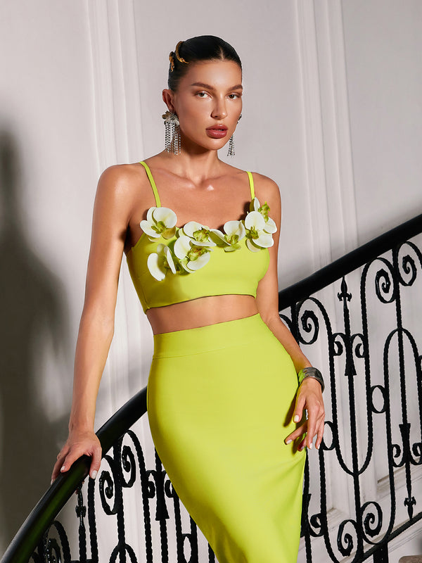 Rajiv Flower Bandage Skirt Set