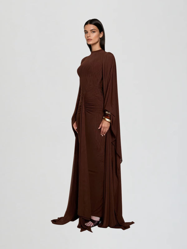 Raldrix Shawl Ruched Draped Maxi Dress
