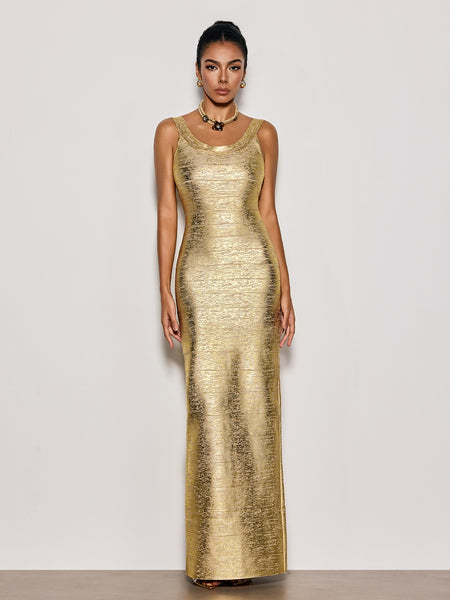gold v neck bandage dress Azariah Gold Bandage Dress | Dresses main image 0