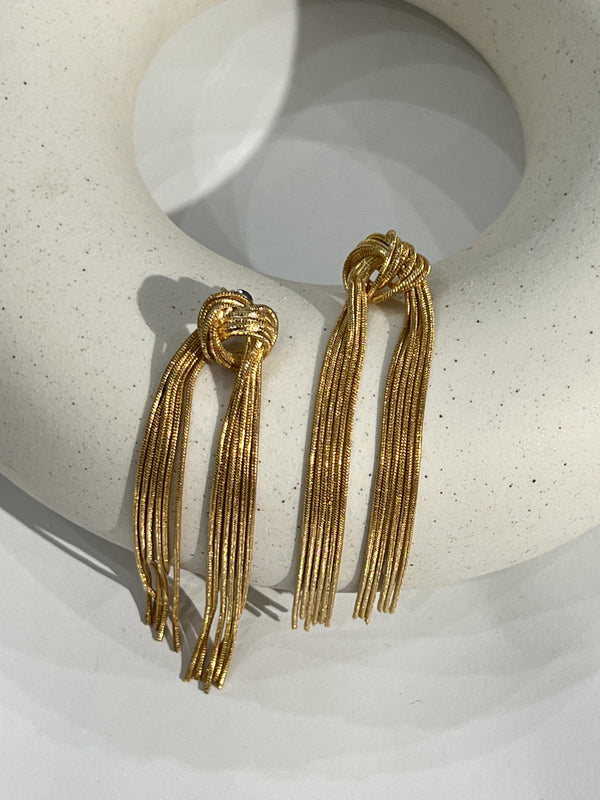 Riviera Gold Tied Tassel Earrings